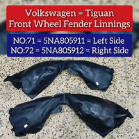 Front Right Fender Liner 5NA805912 5NA805912AD 5NA805912AL Compatible With VW TIGUAN (AD1, AX1) TIGUAN ALLSPACE (BW2, BJ2)