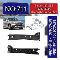 Headlight Bracket Left 1676201401 & Right 1676201601 Compatible With Mercedes Benz (W167) GLE-Class (2020-2024) Tag No.711