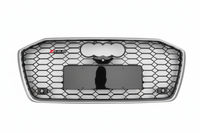 RS6 Black And Chrome Honeycomb Show Grill Compatible With Audi = A6 (2019-24) Tag No.73