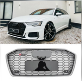 Show Grill Compatible With Audi A6 C8 (2019-23) RS6 Silver Chrome