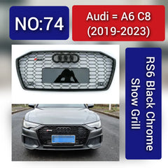 Black Chrome Show Grill Compatible With Audi A6 C8(2019-23) RS6
