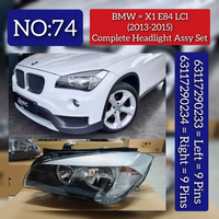 Complete Headlight Assy Set Left 63117290233 & Right 63117290234 Compatible With BMW X1 E84 LCI (2013-2015) Tag No.74