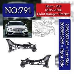 Front Bumper Bracket Left 2058853165 & Right 2058853265 Compatible With Mercedes-Benz C-CLASS W205 (2015-2018) Tag No.791