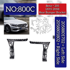 Rear Bumper Bracket Left 2058801702 & Right 2058801802 Compatible With Mercedes Benz (205) (2015-2018) Tag No.800C