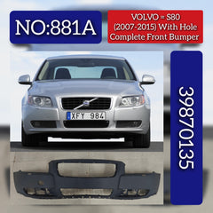 Complete Front Bumper With Hole 39870135 30698519 Compatible With VOLVO S80 II (124) (2007-2015) Tag No.881A