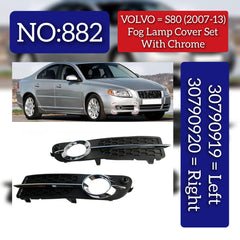 Fog Lamp Cover (With Chrome) Left 30790919 & Right 30790920 Compatible With VOLVO S80 II (124) Tag No.882 (2007-2013)