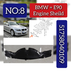 Engine Sheild 51758040109 Compatible With BMW 3 Series E90 Tag No.08