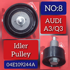 Belt Idler Pulley 04E109244A 04C109244B 04C109244D Compatible with AUDI A3 Convertible (8V7, 8VE) | A3 / S3 & A4 B9 (8W2, 8WC) | A4 / S4 & Q3 (8UB, 8UG) & SKODA KUSHAQ SUV (PA1) Tag no : 8