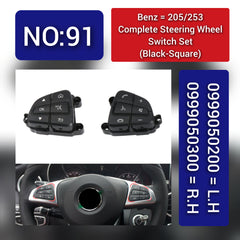 Mercedes-Benz C-CLASS 205/253 Complete Steering Wheel Switch Set (Black-Square) - Left Hand 0999050200 & Right Hand 0999050300 Tag-SW-91