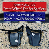 Front Fender spoilers Left A2476900503 Right A2476900603 Compatible With Mercedes Benz  B-Class W247  A CLASS W177 Tag No.93/94