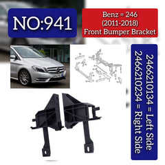 Front Bumper Bracket Left 2466210134 & Right 2466210234 Compatible With Mercedes Benz B-Class (W246) (201B CLASS W246 2011-20191-2018) Tag No.941