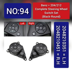 Mercedes-Benz C-CLASS W204/E-CLASS W212 Complete Steering Wheel Switch Set (Black-Round) for W204 and W213 Models - Left Hand 2048210351 and Right Hand 2048210451 Options Available Tag-SW-94