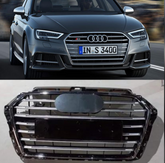 Show Grill Compatible With Audi A3(2017-20) AMG Silver Chrome Black