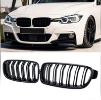 Glossy Black Kidney Grill Set Compatible With BMW 3 Series F30 (2012-19)Tag 9