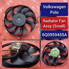 Engine Cooling Fan Motor Fan Assembly (Small) 6Q0959455A Compatible With SKODA FABIA II (542) & VW POLO V (6R1, 6C1)