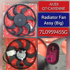 Engine Cooling Fan Motor Fan Assembly (Big) 7L0959455G Compatible With AUDI Q7 (4LB) & PORSCHE CAYENNE (9PA) & VW TOUAREG (7LA, 7L6, 7L7)