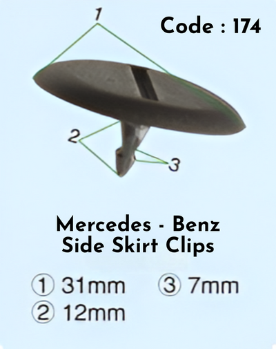 Side Skirt Cips (Set Of 10) Code:174 Compatible With Mercedes Benz