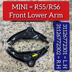 Front Lower Control Arm Without Bush (Set Of 2) Left 31126772301 & Right 31126772302 Compatible with MINI (R56) & MINI Convertible (R57)
