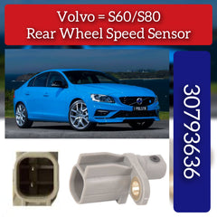Rear Left/Right ABS Wheel Speed Sensor 30748148 30793636 30648986 30736634 30736895 6G9N-2B372-DC 6G9N-2B372-DD Compatible With VOLVO S60 II 134 & S80 II 124
