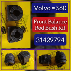 Front Stabilizer Sway Bar Bushing Kit 31429794 Compatible With VOLVO S60