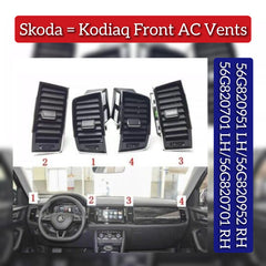 Black Ac Vent Grille Assembly Center-Left 56G820951 & Center-Right 56G820952  & Right 56G819702 & Left 56G819701 Compatible With Skoda Kodiaq