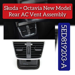 Black Ac Vent Grille Assembly Center 5E0820951 & Right & Left & Rear 5ED819203 Left 5E0819701-A Right 5E0819702-A Compatible With Skoda Octavia (New Model)
