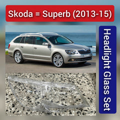 Front Headlight Glass Compatible with Skoda Superb 2013 - 2015.