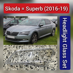 Front Headlight Glass Compatible with Skoda Superb 2016 - 2019.