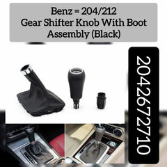Gear Shifter Knob With Boot Assembly (black) 2042672710 Compatible With Mercedes Benz C-Class W204 & E-Class W212