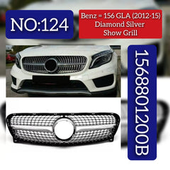 Diamond Silver Show Grill 1568801200B Compatible With Mercedes-Benz GLA 156 (2012-15)