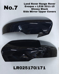 Side Mirror upper cover (Side Mirror cover) Glossy Black Left LR025170 & Right LR025171 Compatible With Land Rover Evoque L538 2011-2015 TAG-SMC-06