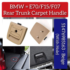 Rear Trunk Carpet Handle Beige (With Hole) 51476958163 Compatible with BMW & X5 E70 2006-2014 & X5 F15 2014-2019 & BMW 5 Series F07