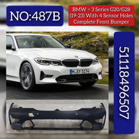 Complete Front Bumper With 4 ASensor Holes 51118496507 Compatible With BMW 3 (G20, G80, G28) (2019-23) Tag No.487B