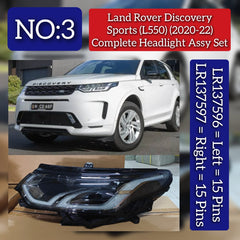 Complete Headlight Assy Set Right LR137597 & Left LR137596 Compatible With LAND ROVER DISCOVERY SPORT (L550) Tag No.03