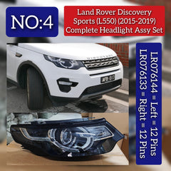 Complete Headlight Assy Set Right LR076133 & Left LR076144 Compatible With LAND ROVER DISCOVERY SPORT (L550) Tag No.04