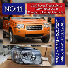 Complete Headlight Assy Set Right LR057292 & Left LR057303 Compatible With FREELANDER 2 (L359) | LR2 Tag No.11
