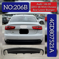 Rear Lower Bumper Spoiler 4GD807521A Compatible With AUDI A6 C7 (4G2, 4GC) | A6 / S6 & A6 C7 Avant (4G5, 4GD) | A6 / S6 (2011-2018) Tag No.206B