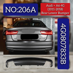Rear Lower Bumper Spoiler 4G0807833B 4G0807833B9B9 Compatible With AUDI A6 C7 (4G2, 4GC) | A6 / S6 (2011-2018) Tag No.206A