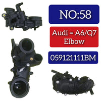 Engine Coolant Thermostat Housing 059121111BM 059121111AQ 059121111BG 059121111BK 059121111CF 059121111CR Compatible With AUDI A6 Q7 Tag No.58