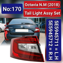 Tail Light Assembly Left 5E5945711 & Right 5E5945712 Compatible With  Skoda Octavia N.M (2018) Tag No.170