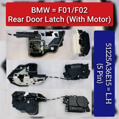 Rear Door Latch (With Motor) Left 51225A36E15 & 51227185687 Compatible With BMW & 7 (F01, F02, F03, F04)