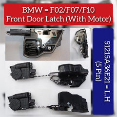 Front Door Latch Left (With Motor) 51215A36E21 & 51217185691 Compatible With BMW & 5 (F10) 7 (F01, F02, F03, F04)