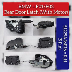 Rear Door Latch Right (With Motor) 51225A36E16 & 51227185688 Compatible With BMW & 7 (F01, F02, F03, F04)