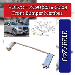 Front Bumper Member 31387240 Compatible With VOLVO XC90 (2016-2020)