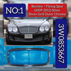 Silver Show Grill Outer Chrome 3W0853667 Compatible With Bentley Flying Spur (2009-2012) Tag No.1