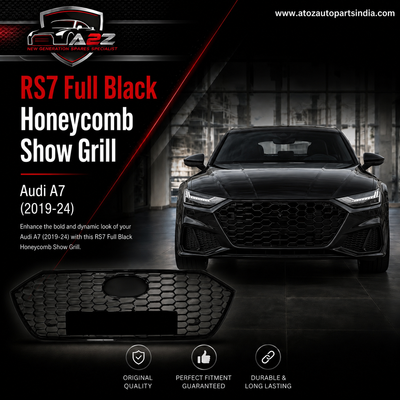 RS7 Full Black Honeycomb Show Grill Compatible With Audi = A7 (2019-24) Tag No.242