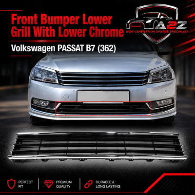 Front Bumper Lower Grill With Lower Chrome 3AA853677 Compatible With Volkswagen PASSAT B7 (362) Tag No.166