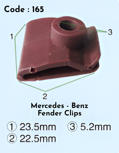 Fender Clips {Set Of 10} Code:165 Compatible With Mercedes Benz