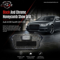 RS4 Black And Chrome Honeycomb Show Grill Compatible With Audi A4 B8 Facelift (2013-16) Tag No.13