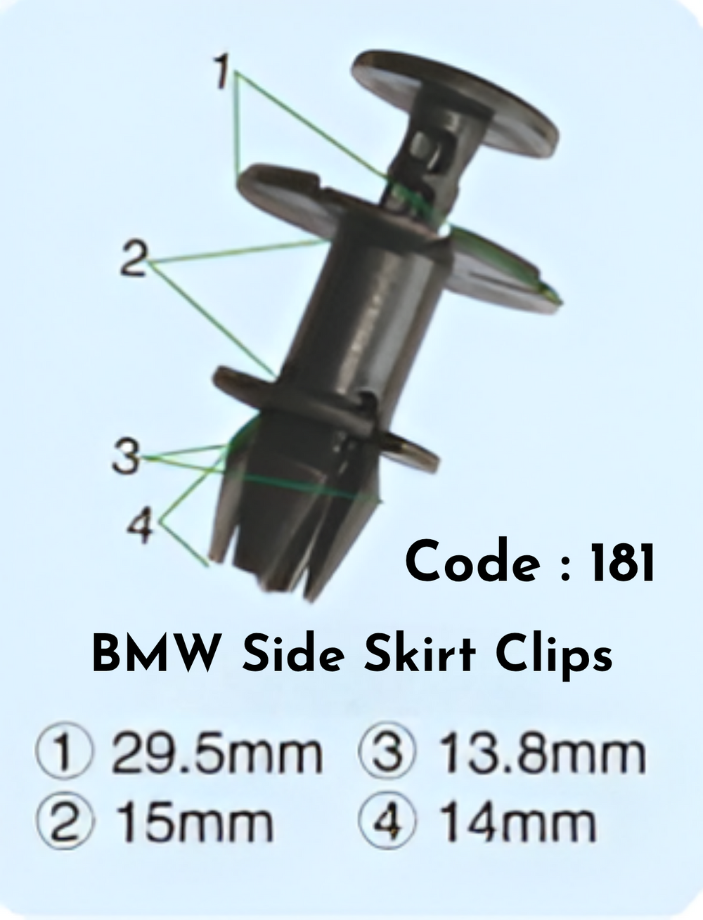 Side Skirt Clips (Set of 10) Code:181 Compatible With BMW